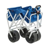 Mac Sports Heavy Duty Collapsible Folding All Terrain Utility Beach Wagon Cart Bluewhite