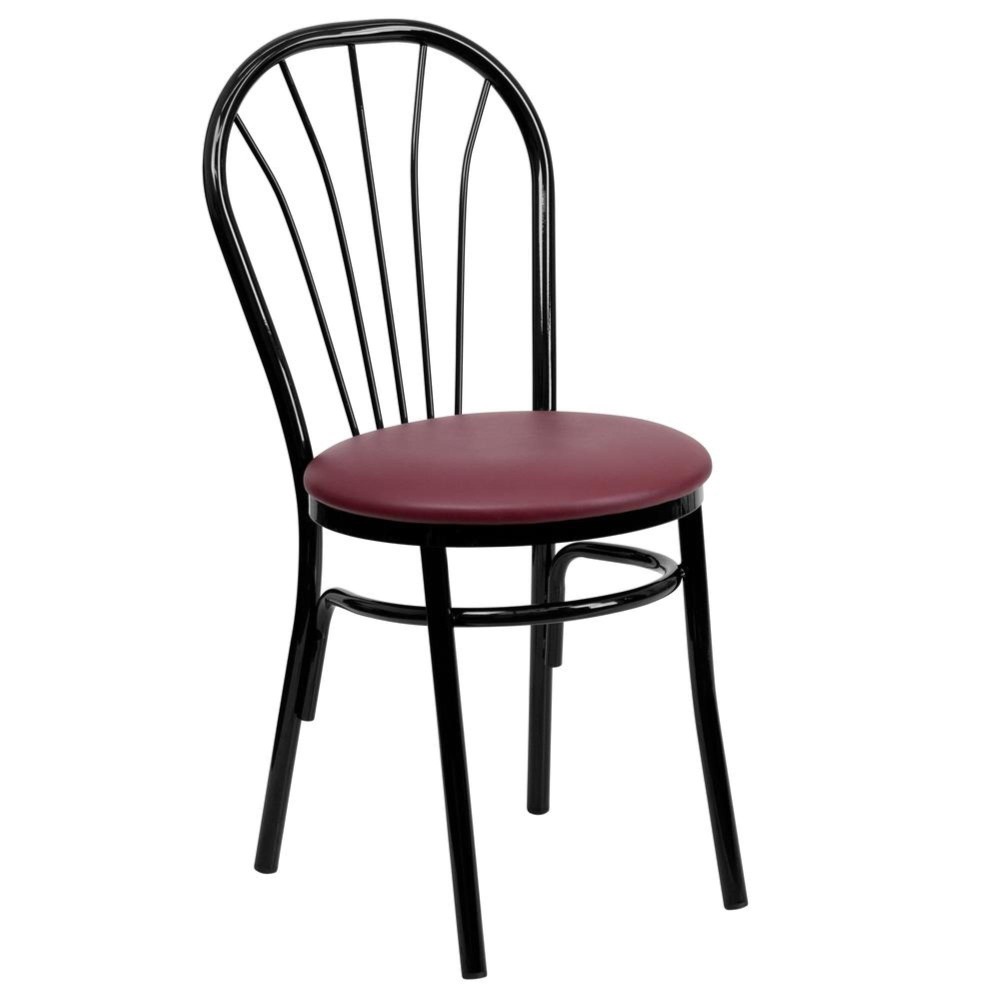 HERCULES Series Fan Back Metal Chair Burgundy Vinyl Seat