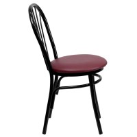 HERCULES Series Fan Back Metal Chair Burgundy Vinyl Seat