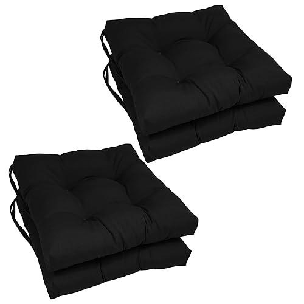 Blazing Needles 16-Inch Twill Square Chair Cushion, 4 Count (Pack Of 1), Black