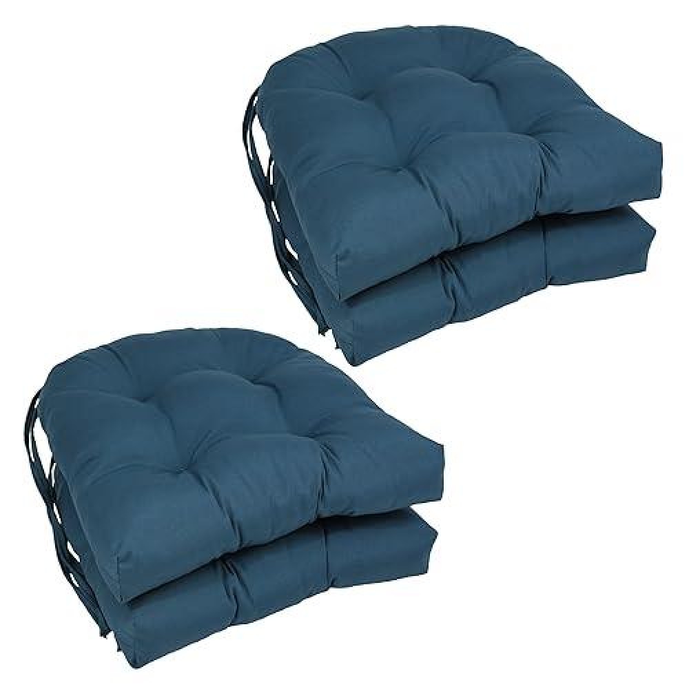 Blazing Needles 16-Inch Twill Rounded Back Chair Cushion, Indigo 4 Count