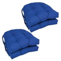 Blazing Needles 16-Inch Twill Rounded Back Chair Cushion, 4 Count (Pack Of 1), Royal Blue