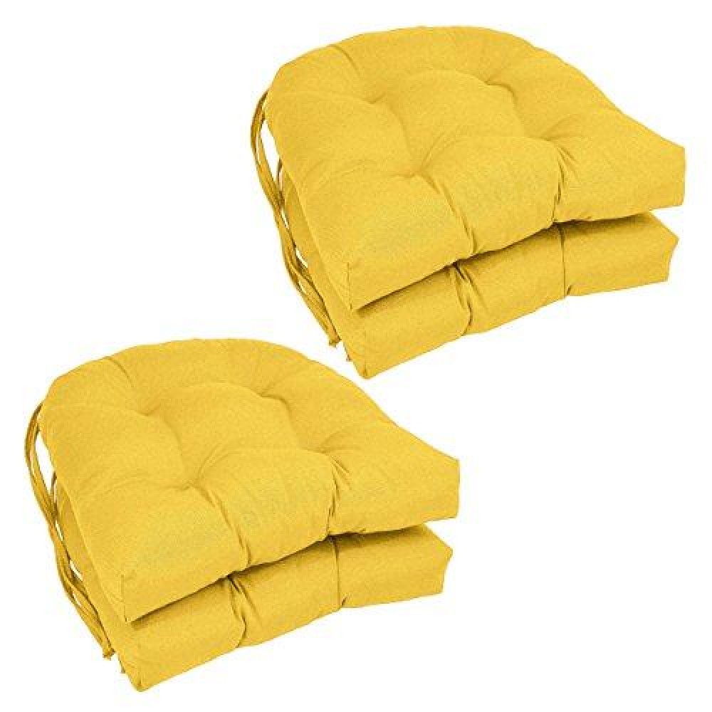 Blazing Needles 16-Inch Twill Rounded Back Chair Cushion, 4 Count (Pack Of 1), Sunset