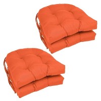 Blazing Needles 16-Inch Twill Rounded Back Chair Cushion, 4 Count (Pack Of 1), Tangerine Dream