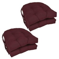 Blazing Needles 16-Inch Twill Rounded Back Chair Cushion, Burgundy 4 Count