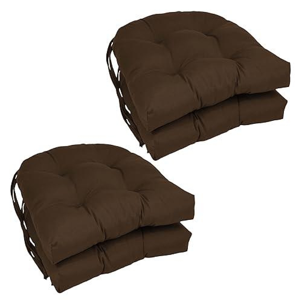 Blazing Needles 16-Inch Twill Rounded Back Chair Cushion, Chocolate 4 Count