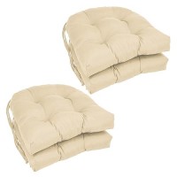 Blazing Needles 16-Inch Twill Rounded Back Chair Cushion, Natural 4 Count