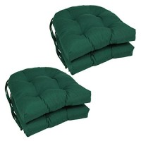 Blazing Needles 16-Inch Twill Rounded Back Chair Cushion, 4 Count (Pack Of 1), Forest Green