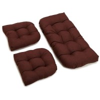 Blazing Needles Indoor/Outdoor Rounded Back Settee Cushion Set, Cocoa 3 Count