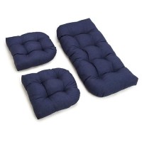 Blazing Needles Indoor/Outdoor Rounded Back Settee Cushion Set, Azul 3 Count