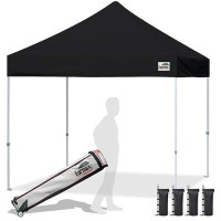 Eurmax Usa Standard 10X10Ft Patio Pop Up Canopy Tent For Outdoor Events Commercial Instant Canopies With Heavy Duty Roller Bag Bonus 4 Canopy Sand Bags (Black)