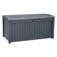 Keter Borneo 110 Gallon Weatherproof Plastic Backyard Patio Storage Deck Box Outdoor Cushion Furniture Toy And Garden Organiz