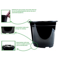 Viagrow 12 Gal Plastic Nursery Trade Pots 62 Gal 25 Qt 237 L 20Pack