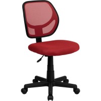 Low Back Red Mesh Swivel Task Office Chair