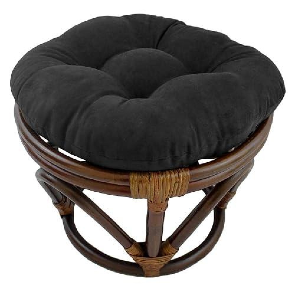 International Caravan Furniture Piece Rattan Ottoman With Micro Suede Cushion