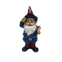 Alpine Corporation 12 Tall Outdoor Patriotic Garden Gnome Saluting Yard Statue Decoration