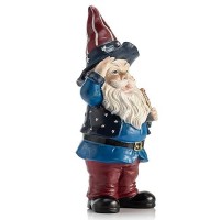 Alpine Corporation 12 Tall Outdoor Patriotic Garden Gnome Saluting Yard Statue Decoration