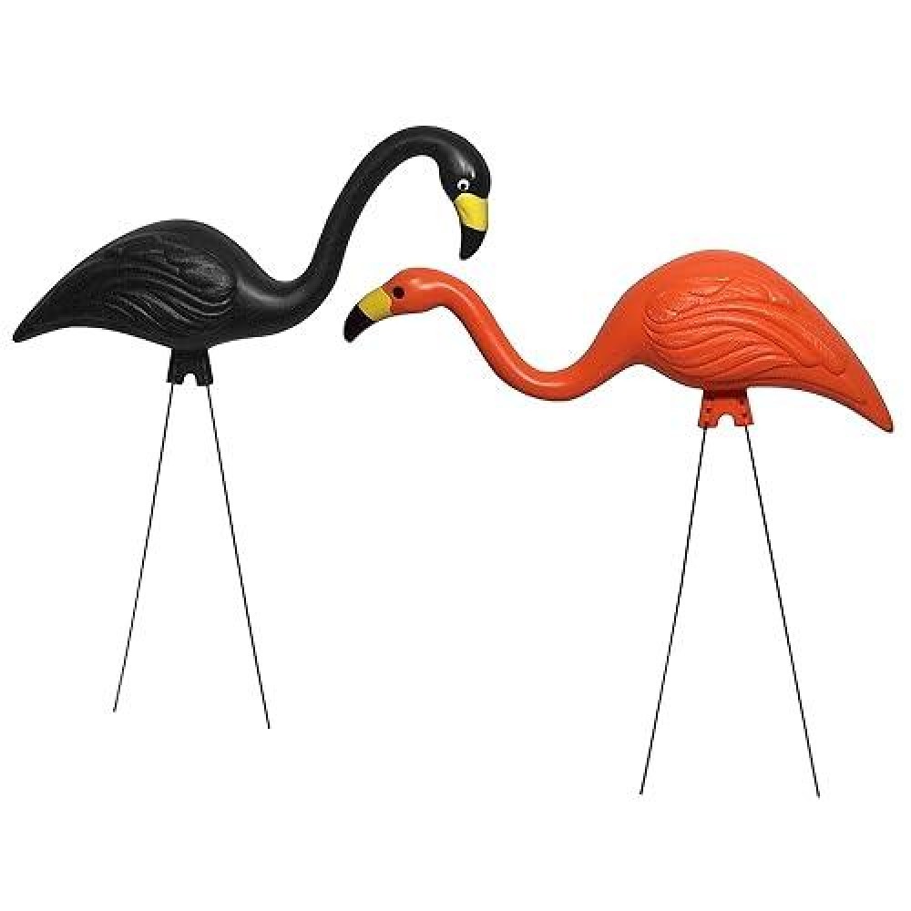 Bloem Spooky Flamingo Yard Stakes 2 Pieces 25 Halloween Head Up Head Down Poses Google Eyes Galvinized Steel Legs Dura