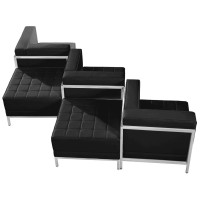 HERCULES Imagination Series Black LeatherSoft 5 Piece Chair Ottoman Set