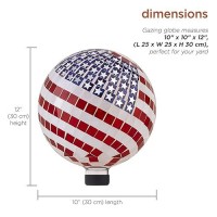 Alpine Corporation 10 Diameter Indooroutdoor Glass Mosaic Gazing Globe Yard Decoration Patriotic Design