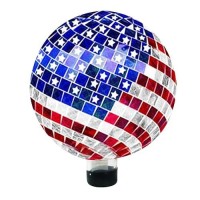 Alpine Corporation 10 Diameter Indooroutdoor Glass Mosaic Gazing Globe Yard Decoration Patriotic Design