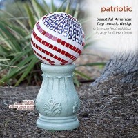 Alpine Corporation 10 Diameter Indooroutdoor Glass Mosaic Gazing Globe Yard Decoration Patriotic Design