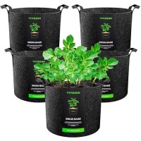 Vivosun 5Pack 5 Gallon Grow Bags Heavy Duty 300G Thickened Nonwoven Plant Fabric Pots With Handles