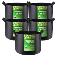 Vivosun 5Pack 7 Gallon Plant Grow Bags Heavy Duty Thickened Nonwoven Fabric Pots With Handles