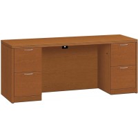 HON Valido H115900 Pedestal Credenza 72 x 24 x 295 4 x File Drawers Double Pedestal Ribbon Edge Finish Bourbon Che