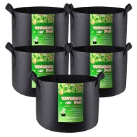 Vivosun 5Pack 20 Gallon Plant Grow Bags Heavy Duty Thickened Nonwoven Fabric Pots With Handles