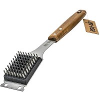 Bbq-Aid Grill Brush And Scraper For Barbecue - Grill Brush For Outdoor Grill With Extended  Large Wooden Handle And Replaceable Stainless Steel Bristles Head -No Scratch- Bbq Grill Brush For Any Grill