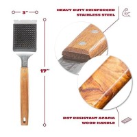 Bbq-Aid Grill Brush And Scraper For Barbecue - Grill Brush For Outdoor Grill With Extended  Large Wooden Handle And Replaceable Stainless Steel Bristles Head -No Scratch- Bbq Grill Brush For Any Grill