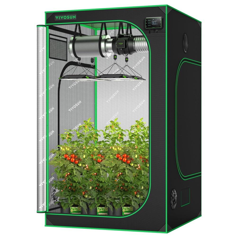 Vivosun S448 4X4 Grow Tent 48X48X80 High Reflective Mylar With Observation Window And Floor Tray For Hydroponics Indoor P