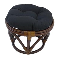 Blazing Needles Solid Twill Round Footstool Cushion, 18