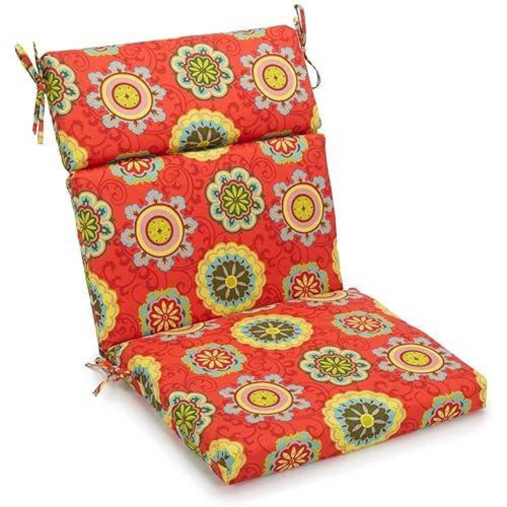 Blazing Needles Spun Polyester Patterned Outdoor Squared Seat/Back Chair Cushion, 20