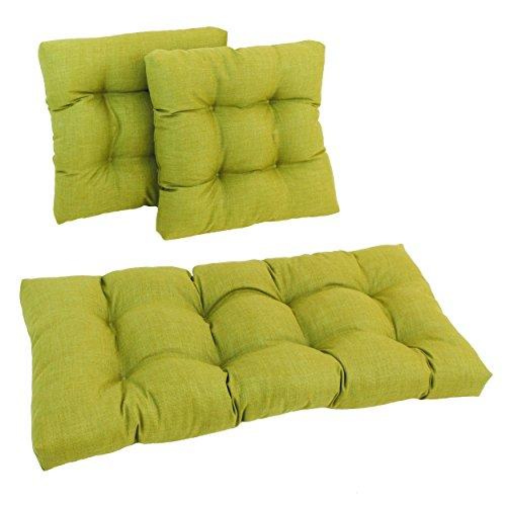 Blazing Needles Indoor/Outdoor Tufted Settee Cushion Set, Lime 3 Count