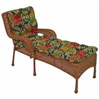 Blazing Needles Squared Outdoor Patterned Spun Polyester Tufted Chaise Lounge Cushion, 74