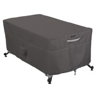 Classic Accessories Ravenna Waterresistant 56 Inch Rectangular Fire Pit Table Cover Outdoor Table Cover