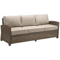 Crosley Furniture Bradenton Outdoor Wicker Patio Sofa With Cushions - Sand