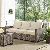 Crosley Furniture Bradenton Outdoor Wicker Patio Sofa With Cushions - Sand