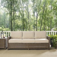 Crosley Furniture Bradenton Outdoor Wicker Patio Sofa With Cushions - Sand