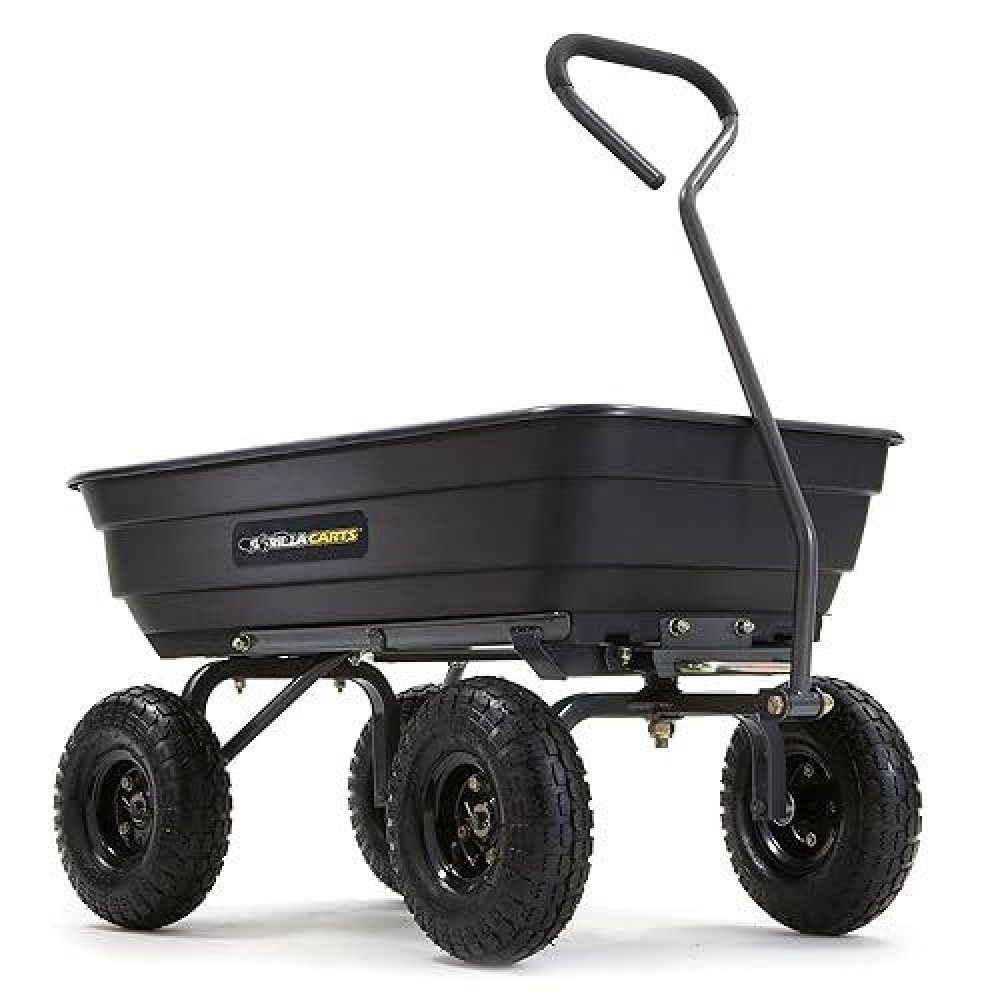 Gorilla Carts Poly Garden Dump Cart With Easy To Assemble Steel Frame Camping Beach Wagon Wquick Release System 600 Pound Cap