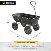 Gorilla Carts Poly Garden Dump Cart With Easy To Assemble Steel Frame Camping Beach Wagon Wquick Release System 600 Pound Cap