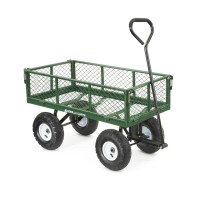 Gorilla Carts Gor400Com Steel Garden Cart Steel Mesh Removable Sides 3 Cu Ft 400 Lb Capacity Green