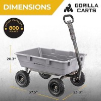 Gorilla Carts 800 Pound Capacity Heavy Duty Poly Yard Garden Steel Dump Utility Wheelbarrow Wagon Cart With 2In1 Towing Atv Ha