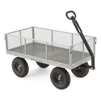 Gorilla Carts Steel Utility Cart Tow Behind Yard And Garden Wagon 1 000 Lb