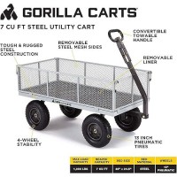 Gorilla Carts Steel Utility Cart Tow Behind Yard And Garden Wagon 1 000 Lb