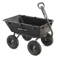 Gorilla Carts Gor6Ps Poly Yard Dump Cart Heavyduty Convertible 2In1 Handle 1Pack Black