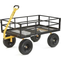 Gorilla Carts Gor1400Com Steel Utility Garden Cart Heavyduty Convertible 2In1 Handle And Removable Sides 12 Cu Ft 1400 Lb