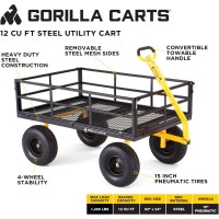 Gorilla Cart 9 Cubic Feet 1200 Pound Capacity Heavy Duty Durable Steel Utility Wagon Cart With 2 In 1 Towing Handle And Removabl